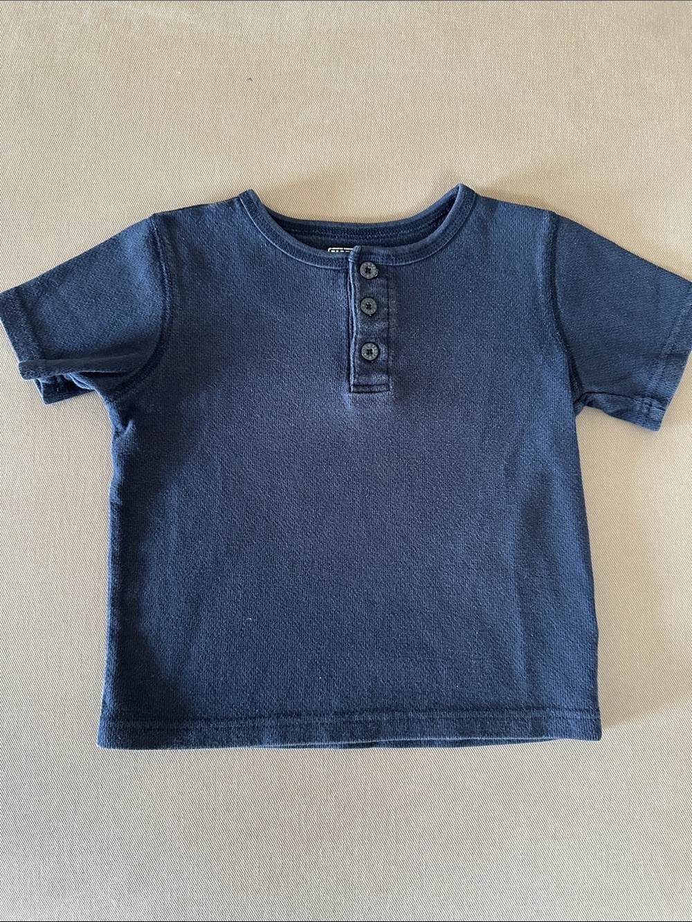 Faded Glory Navy Short-Sleeve Henley Tee